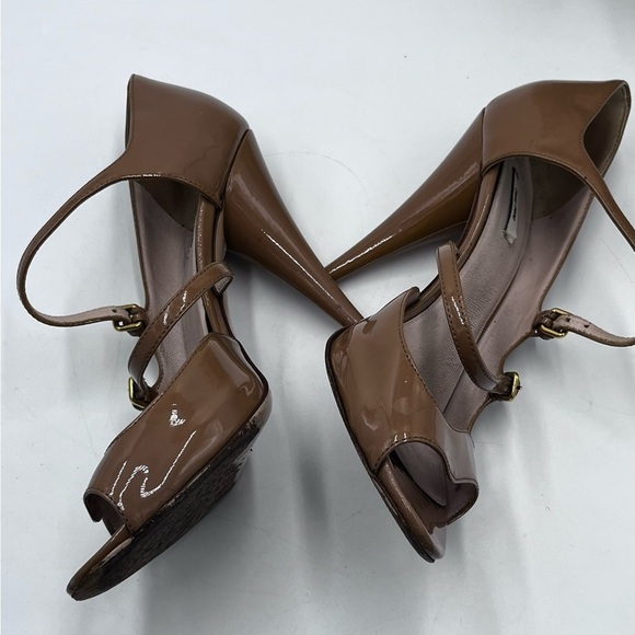 Miu miu Mary Jane Classic Ever Chic prada Double Strap Beige Nude Heel Sz 37/6-7 - Picture 10 of 14